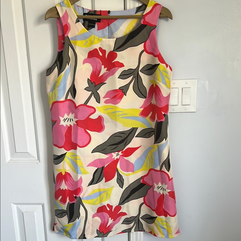 Patrick Collection 100% Silk Reversible Summer Dress Women 12 Vibrant Floral